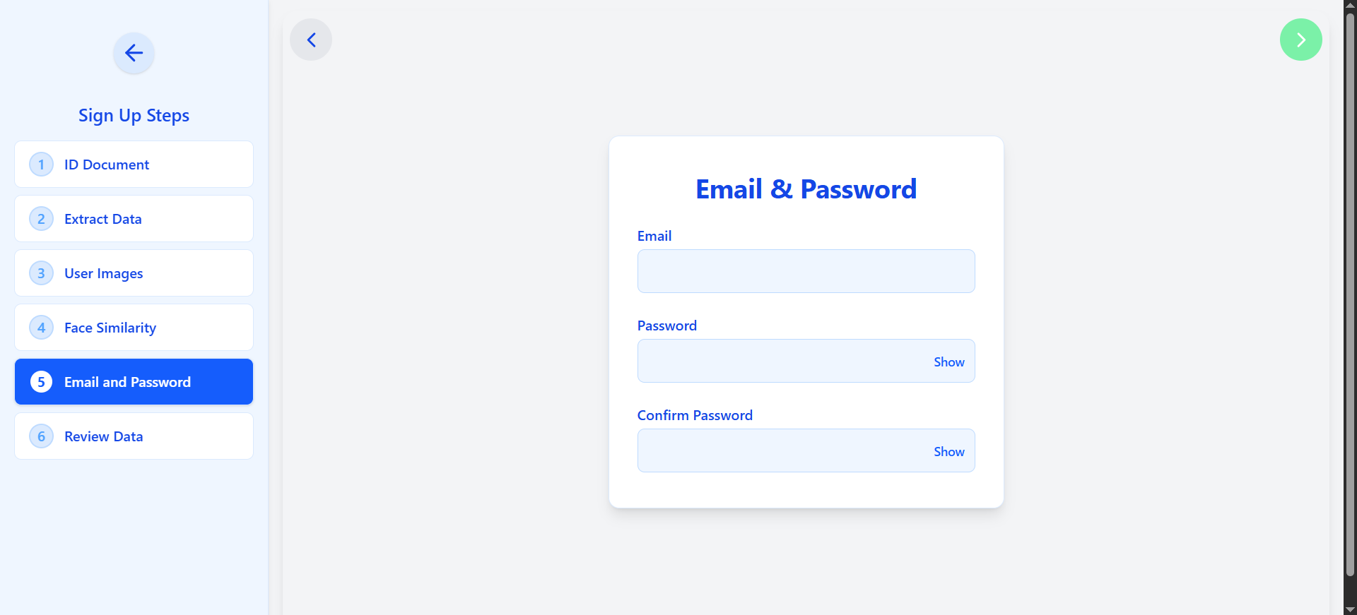 Sign-up step 5 — final form